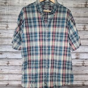 2 For $10 Eddie Bauer Classic Fit Short Sleeve Plaid Button Shirt TXL Tall